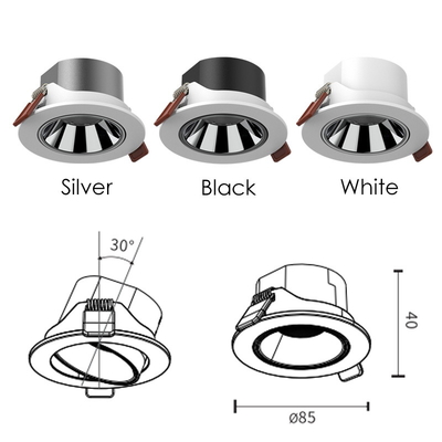 7W/9W Recessed Cob Downlight 361/506 Lm/W রাউন্ড লেড সাদা রঙের স্পট লাইট