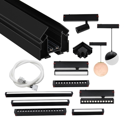 220V Tuya স্মার্ট ম্যাগনেটিক ট্র্যাক ল্যাম্প 10W 20W কালো রৈখিক নেতৃত্বাধীন ফ্লাডলাইট